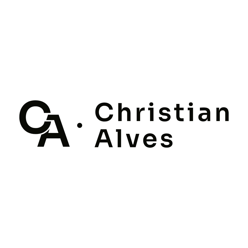 Logo con una CA juntas separado con un punto en el medio y el nombre Christian Alves